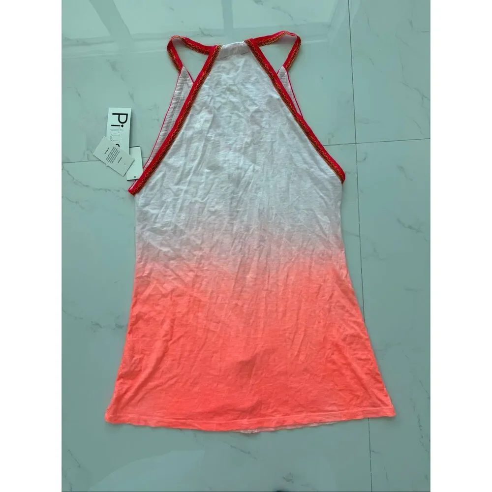 Pitusa Dip Dye Mini Sundress in Coral with signature Inca trim NWT